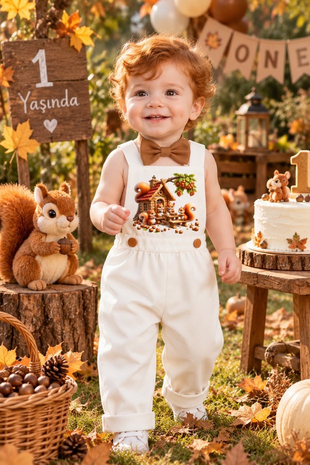 Squirrel Concept Boys Birthday Outfit Pants Overalls Bow Tie Set
