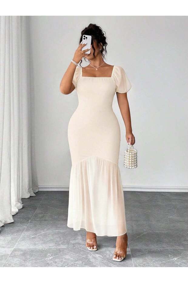Rochie maxi, crem