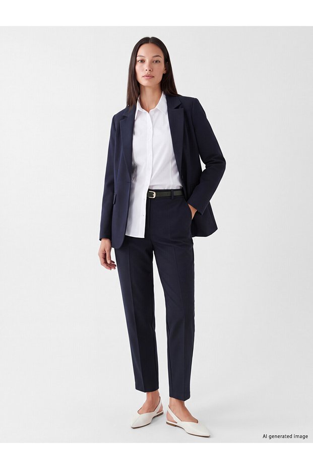 Peak New Season Navy Blue Women's Cigarette Pants with Waist Belt