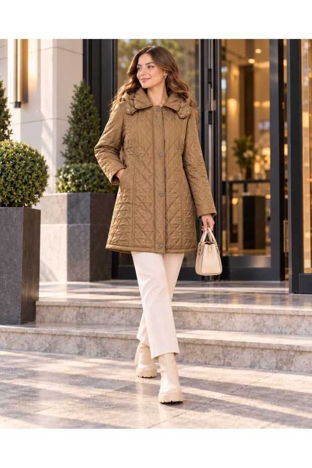 Waterproof Short Fur Lined Hooded Mother's Coat