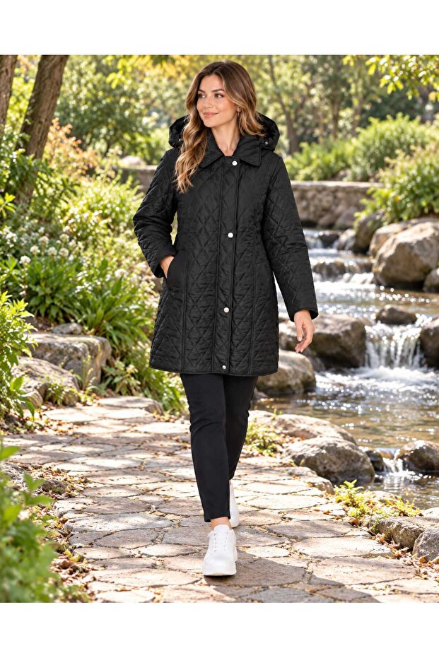 Waterproof Short Fur Lined Hooded Mother's Coat