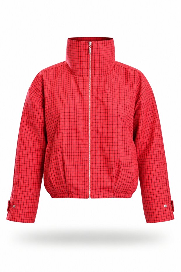 Red Checkered Bomber Jacket 5172