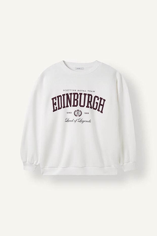 Oversize Crew Neck Printed Thick Sweatshirt I3318Ax26Wn