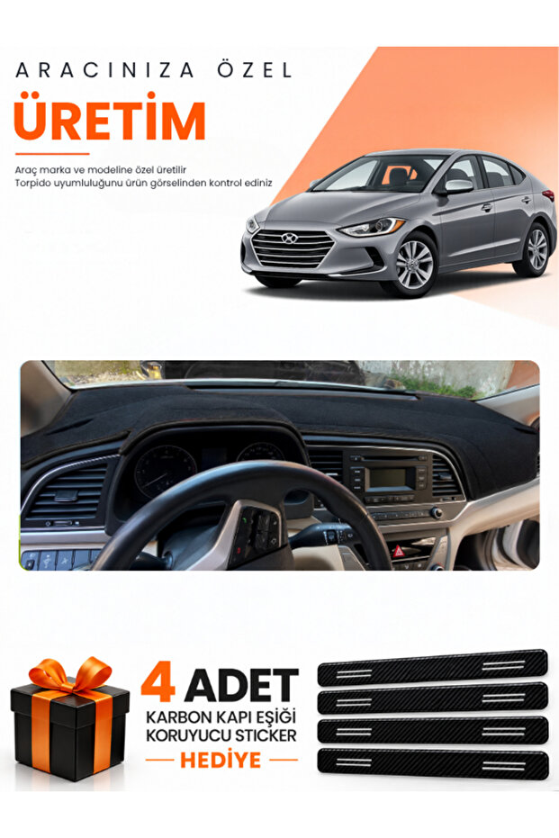Hyundai Elantra (2017-2020) Compatible Dashboard Protection Cover Auto Cover - Black - Hu017