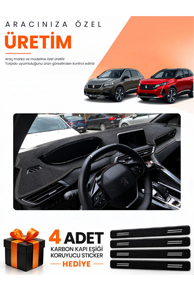 Peugeot 3008 (2016-2023) Compatible Dashboard Protection Cover Auto Cover - Black - Pe014