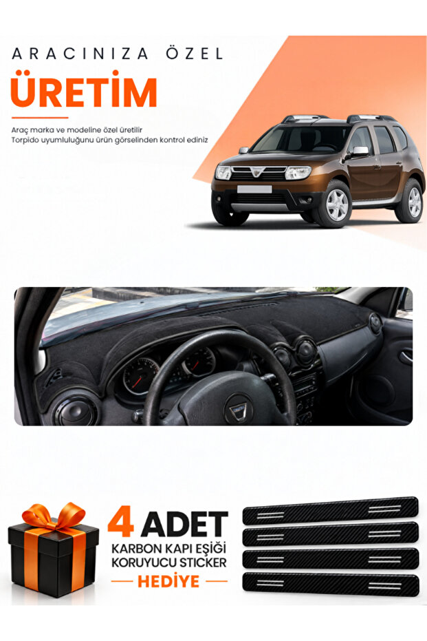 Daci̇a Duster 1St Generation Without Makeup (2009-2013) Compatible Torpedo Protection Cover Auto Cover - Black - Da003
