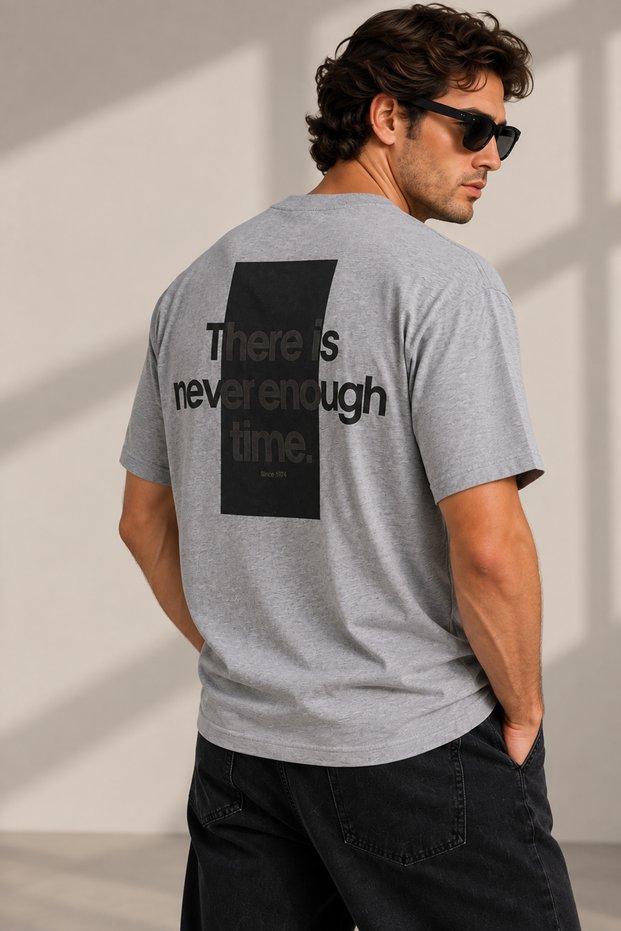 Unisex Back Printed Oversize Cotton Crew Neck T-Shirt