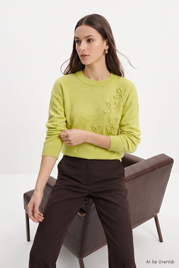 Floral embroidery sweater