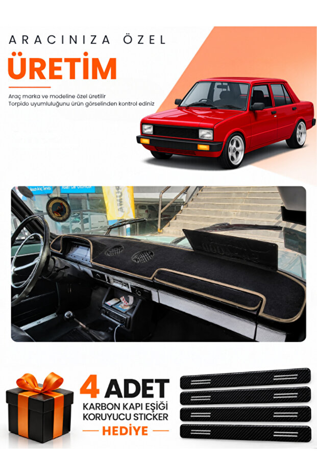 Tofaş Serçe (1984-1995) Compatible Torpedo Protection Cover Auto Cover - Black-Beige - Tf004
