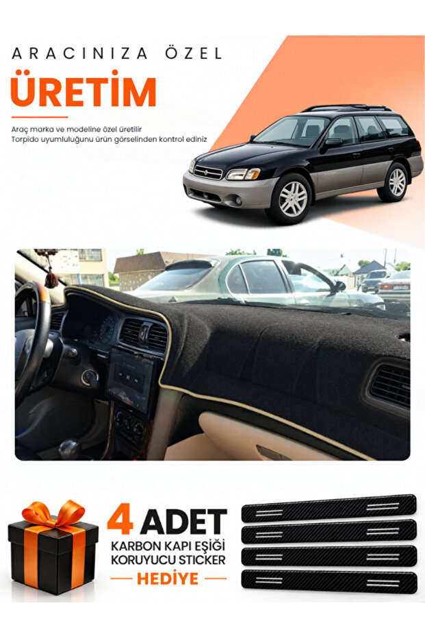 Subaru Outback (1998-2003) Compatible Dashboard Protection Cover Auto Cover - Black-Beige - Su006