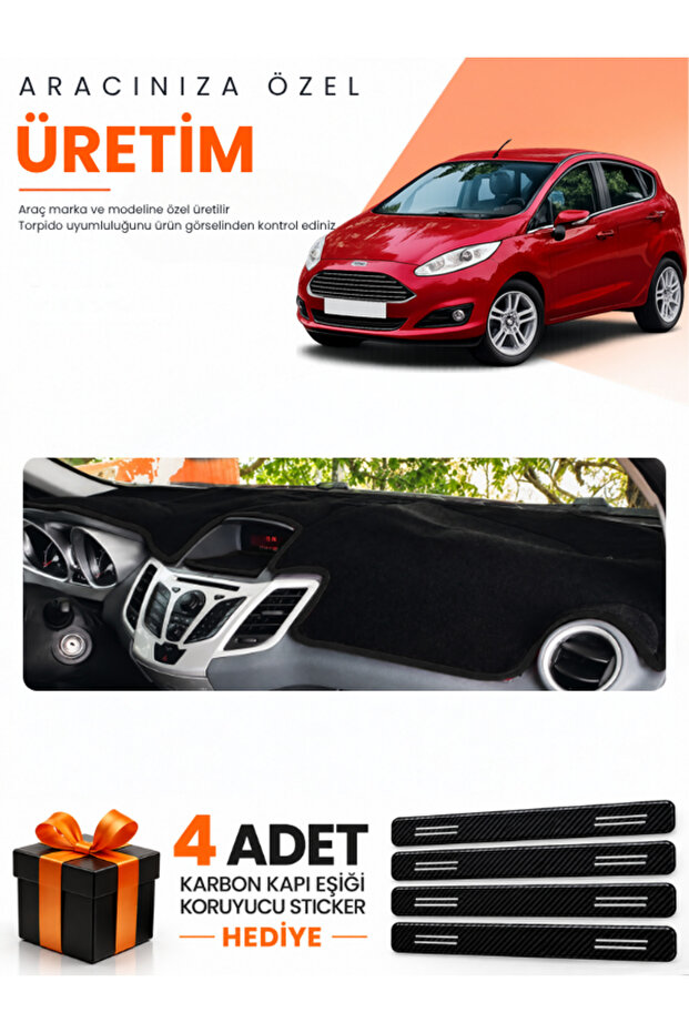 Ford Fi̇esta (2008-2017) Compatible Dashboard Protection Cover Auto Cover - Black - Fo008