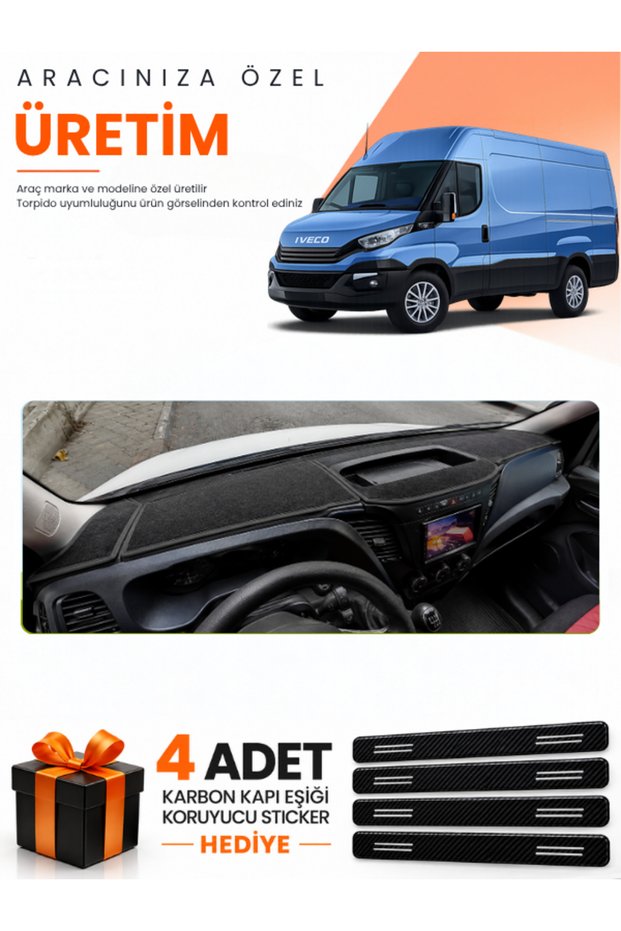 Iveco Daily (2015-2021) Compatible Dashboard Protection Cover Auto Cover - Black - Iv002