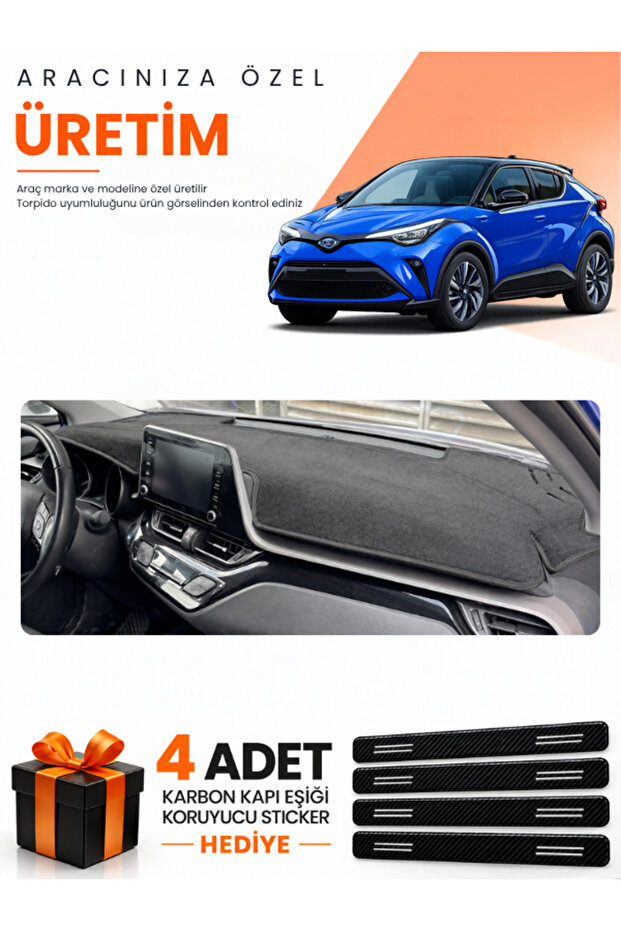 Toyota Chr (2016-2022) Compatible Dashboard Protection Cover Auto Cover - Black - To027