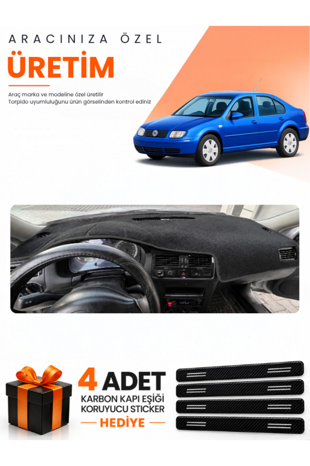 Volkswagen Jetta (1997-2003) Compatible Dashboard Protection Cover Auto Cover - Black - Vw009