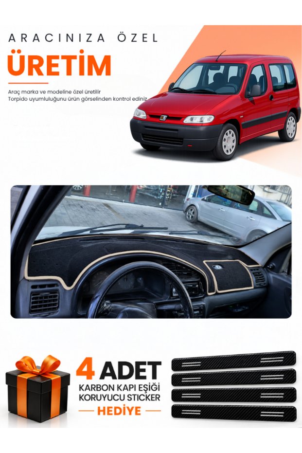 Peugeot Partner (1996-2002) Compatible Torpedo Protection Cover Auto Cover - Black-Beige - Pe023