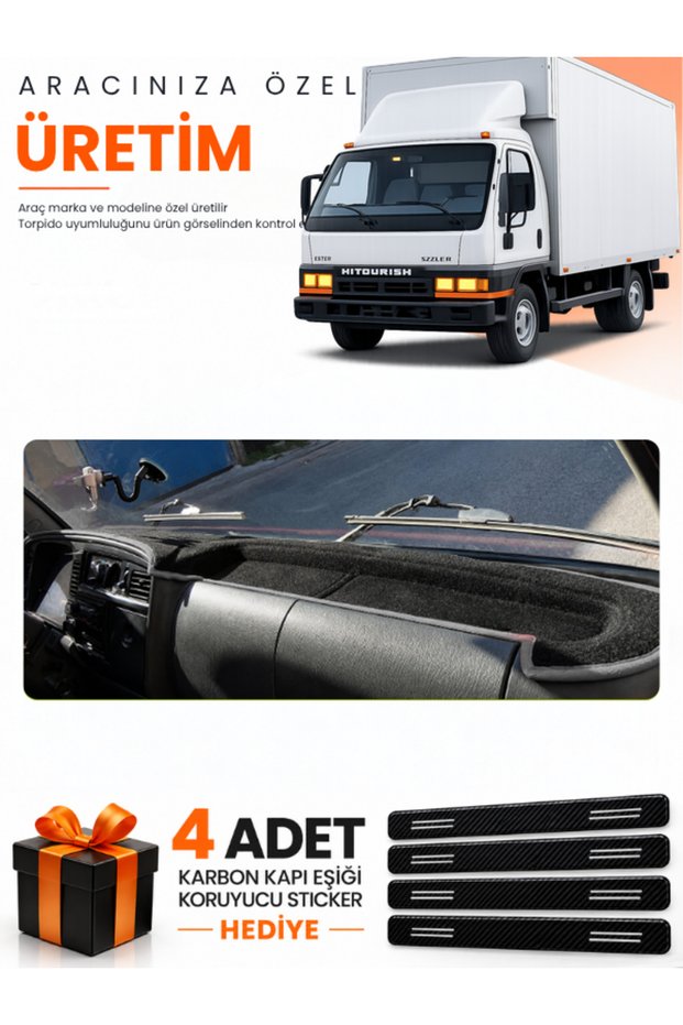Mitsubishi Canter Fe639 (1996-2005) Compatible Torpedo Protection Cover Auto Cover - Black-Grey - Mi002