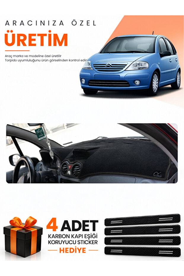 Citroen C3 (2004-2009) Compatible Dashboard Protection Cover Auto Cover - Black - Ci004