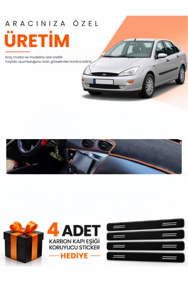 Ford Focus 1 (1998-2005) Compatible Torpedo Protection Cover Auto Cover - Black-Brown - Fo009