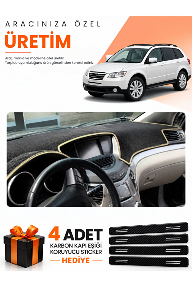 Subaru Tribeca (2005-2014) Compatible Dashboard Protection Cover Auto Cover - Black-Beige - Su007