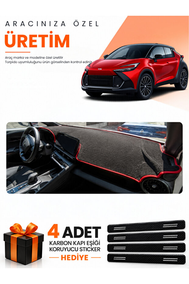 Toyota Chr Head up Display Not Available (2024-2026) Compatible Dashboard Protection Cover Auto Cover - S.Krmz - To028