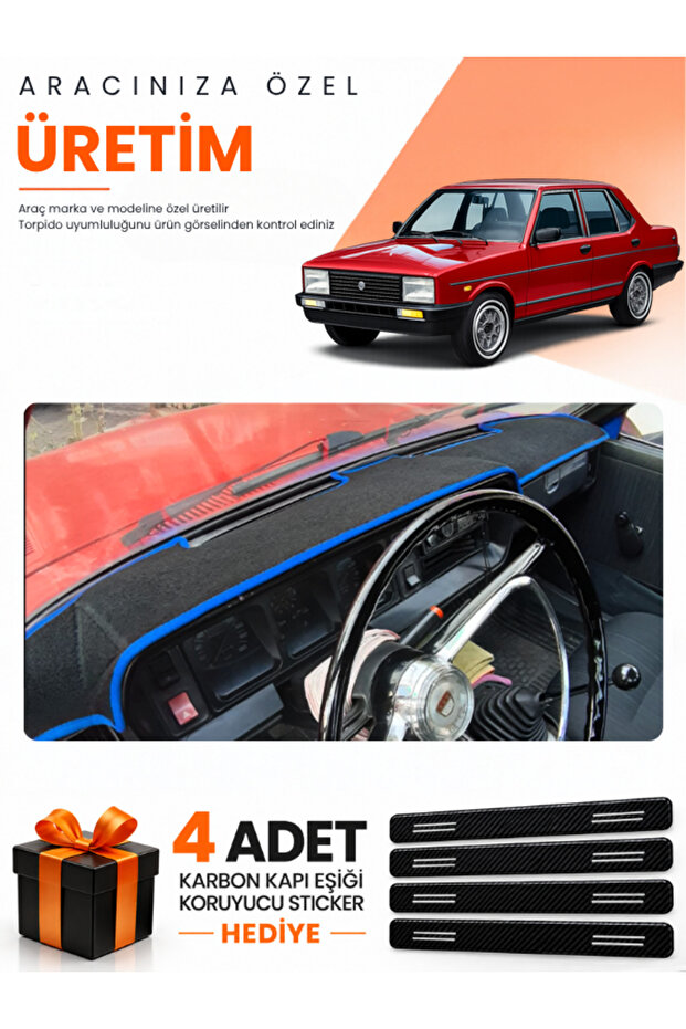 Tofaş Murat 131 (1977-1988) Compatible Torpedo Protection Cover Auto Cover - Black-Blue - Tf005