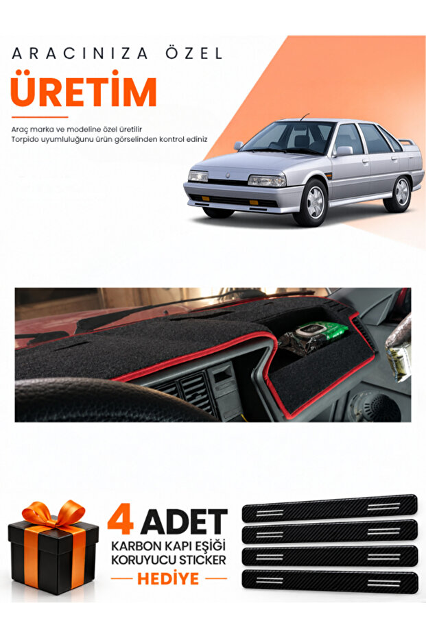 Renault 21 Concorde (1990-1996) Compatible Torpedo Protection Cover Auto Cover - Black-Red - Re005