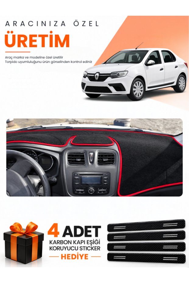 Renault Symbol Long Type.2 (2013-2021) Compatible Torpedo Protection Cover Auto Cover - S.Red - Re016