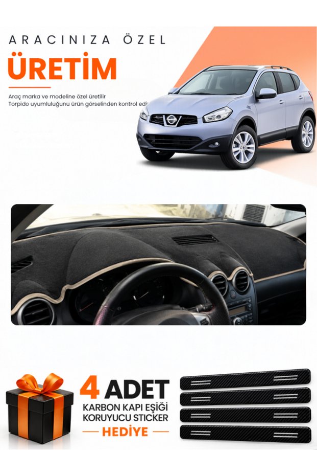 Nissan Qashqai J10 (2007-2014) Compatible Torpedo Protection Cover Auto Cover - Black-Beige - Ni016