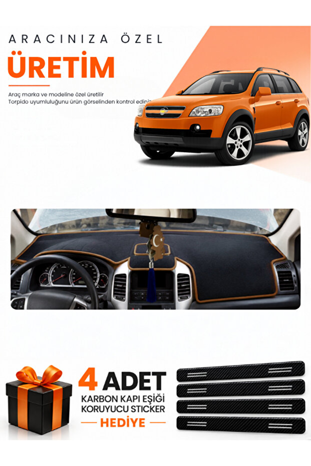 Chevrolet Capti̇va (2008-2011) Compatible Dashboard Protection Cover Auto Cover - Black-Brown - Ch007