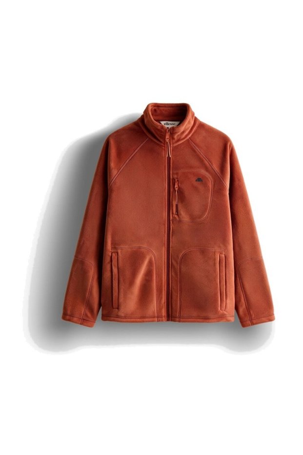 6Wm1024-Br Men's Fleece Jacket with Zipper, Terracotta Color.