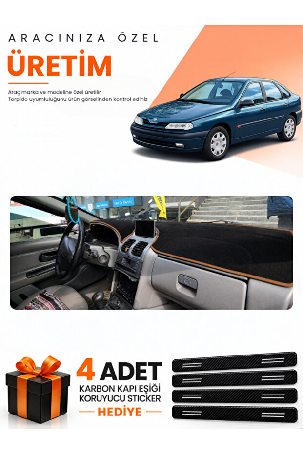 Renault Laguna 1 Airbagged (2000-2007) Compatible Torpedo Protection Cover Auto Cover - Dark Brown - Re032