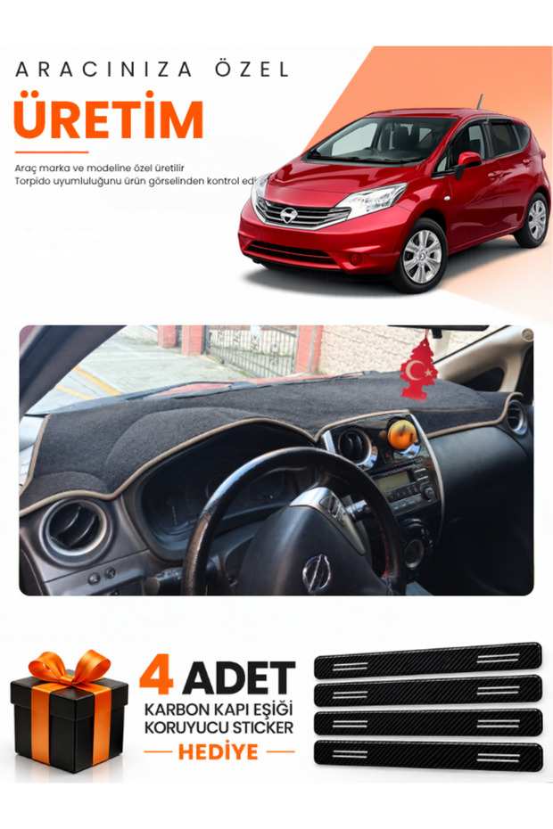 Nissan Note E12 (2009 and Later) Compatible Torpedo Protection Cover Auto Cover - Black-Beige - Ni011