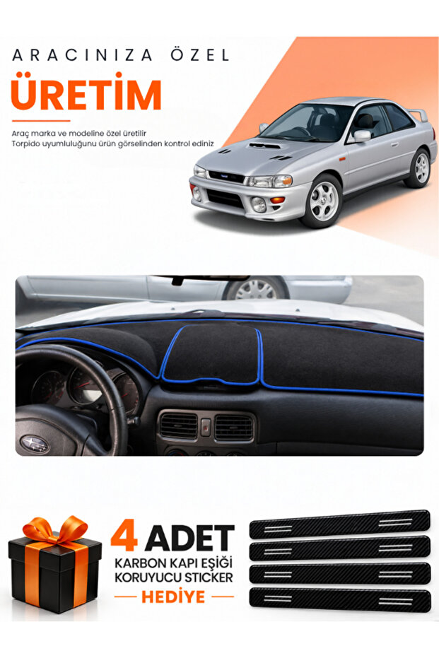 Subaru Impreza (1998-2000) Compatible Dashboard Protection Cover Auto Cover - Black-Blue - Su004