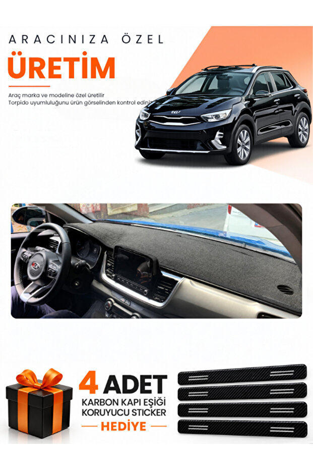 Kia Stonic (2021-2025) Compatible Dashboard Protection Cover Auto Cover - Black - Ki024