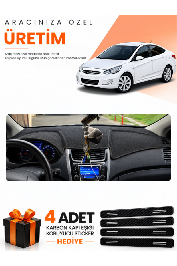 Hyundai Accent Blue (2011-2017) Compatible Dashboard Protection Cover Auto Cover - Black - Hu011