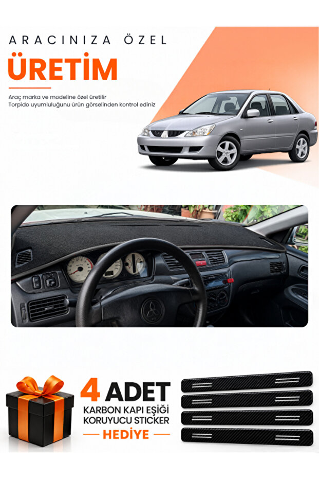Mitsubishi Lancer (2003-2006) Compatible Dashboard Protection Cover Auto Cover - Black - Mi013