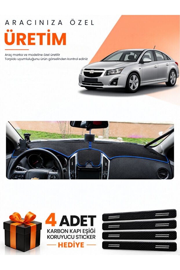 Chevrolet Cruze J300 Makeovered (2012-2016) Compatible Dashboard Protection Cover Auto Cover - S.Blue - Ch005