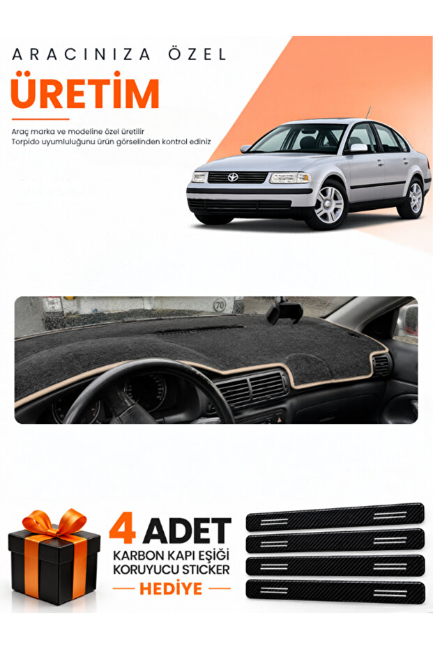 Volkswagen Passat B5 (1996-2000) Compatible Dashboard Protection Cover Auto Cover - Black-Beige - Vw015