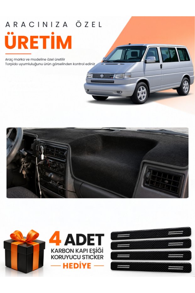Volkswagen Transporter T4 (1990-2003) Compatible Dashboard Protection Cover Auto Cover - Black - Vw026