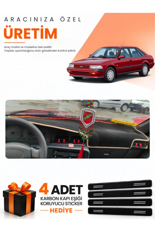 Toyota Carina T170 (1988-1992) Compatible Dashboard Protection Cover Auto Cover - Black-Beige - To008