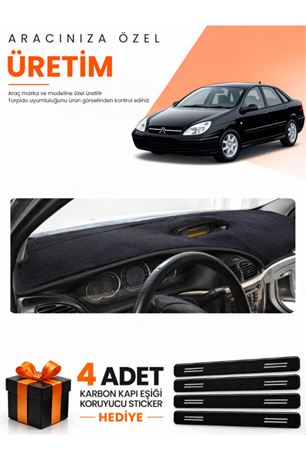 Ci̇troen C5 (2001-2004) Compatible Dashboard Protection Cover Auto Cover - Black - Ci007