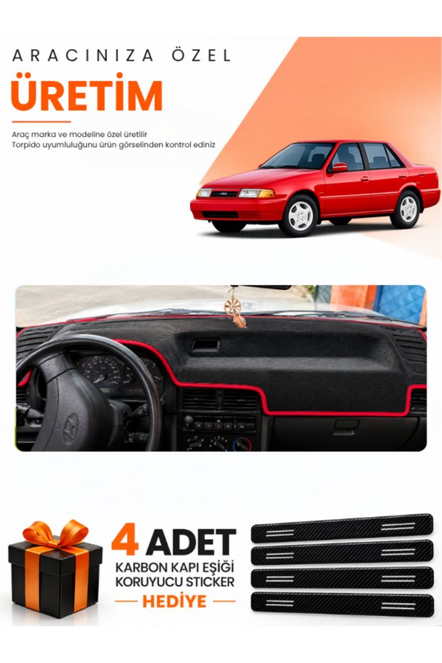 Hyundai Excel (1989-1994) Compatible Torpedo Protection Cover Auto Cover - Black-Red - Hu019
