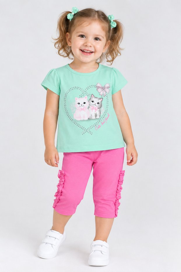 2-Piece Baby Set with Stoned Heart Tights