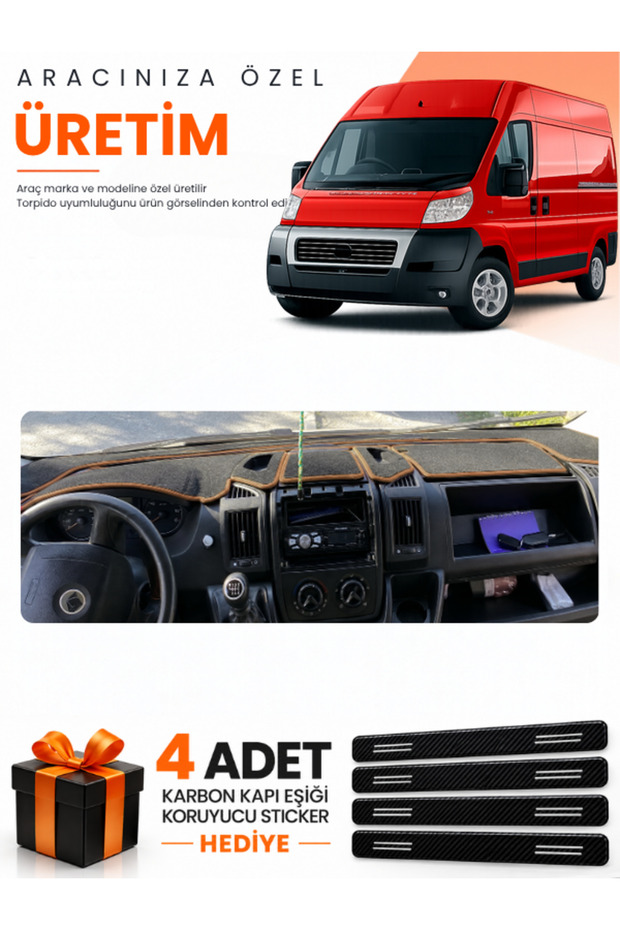 Fiat Ducato (2006-2014) X250 Compatible Dashboard Protection Cover Auto Cover - Black-Brown - Fi010