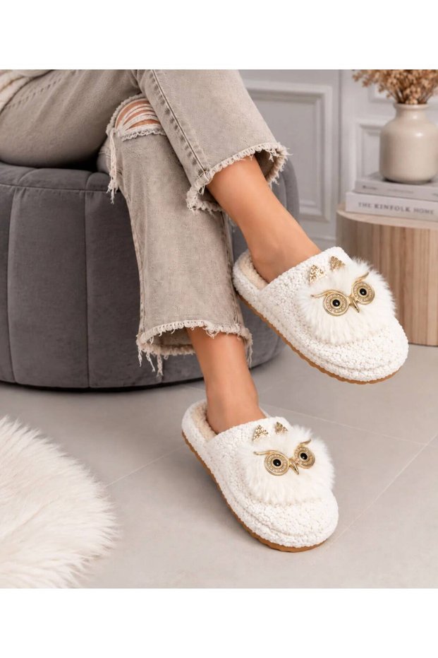 Women's Owl Figured Winter Home Slippers Soft Thick Sole Warm Indoor Comfortable Slippers Guest Dowry Gift