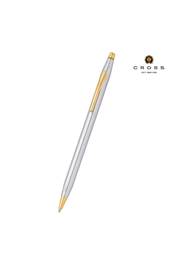 Classic Century Medalist Chrome with 23Kt Gold Plated Appointments Ballpoint Pen (Blue Ink), Silver