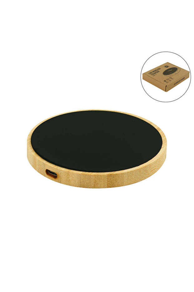 Bamboo Wireless Charger 15W Fast Charging & LED Logo