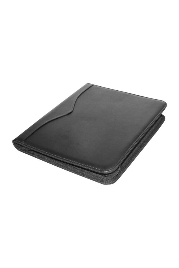 Leather Portfolio with Zipper and Calculator