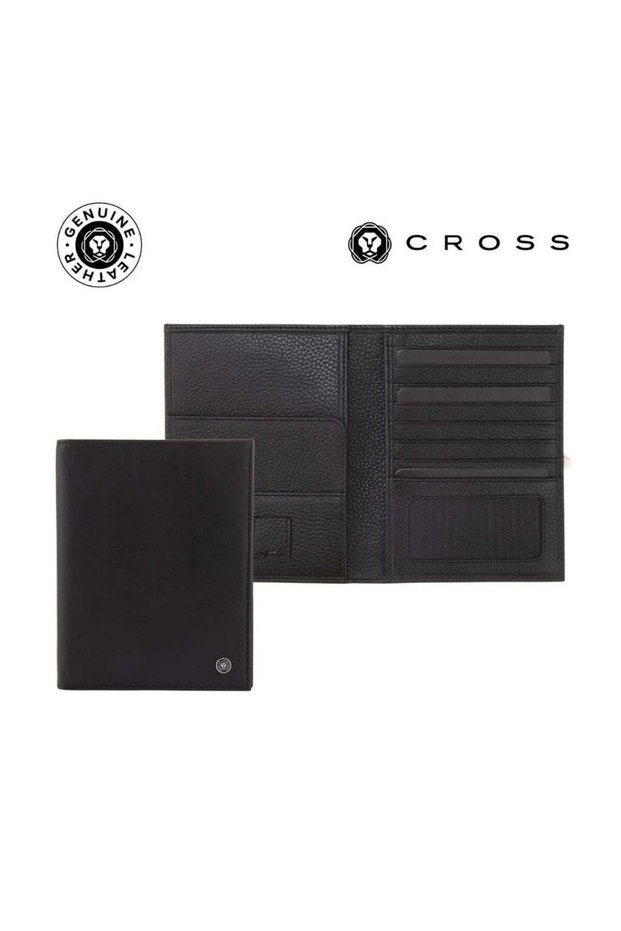 Soft Grain Leather 9CC Passport Travel Wallet - Black