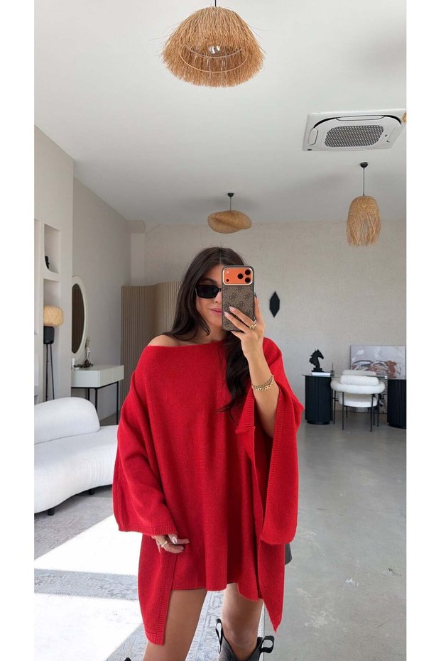 Red Yumoş Basic Poncho